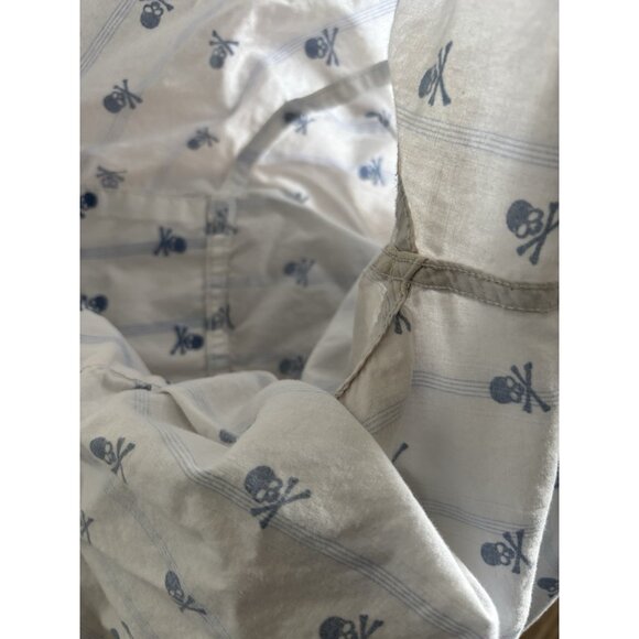 Fender White Button Down Shirt Mens Medium Rock Roll Skulls - Picture 8 of 16